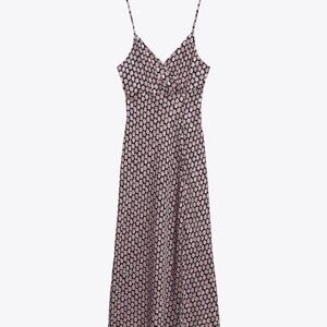 Zara satin effect dress with V neck line.